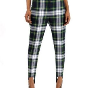 Burberry Tartan Wool High-Waisted Stirrup Trousers In Ink Blue, Size US 2 NWT